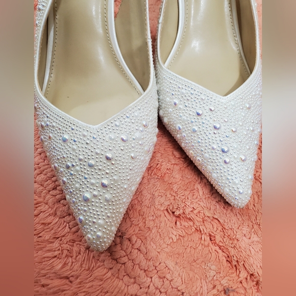 Betsey Johnson Slingback Pearl Rhinestone Heels - Picture 4 of 8